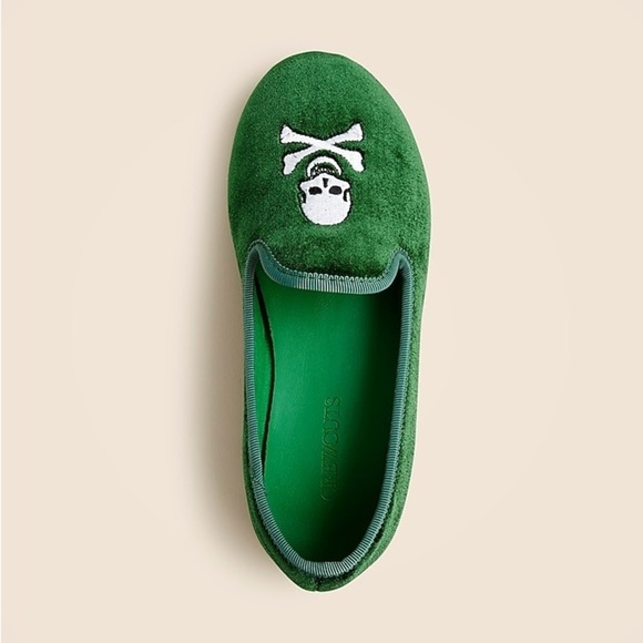 J Crew Kids' embroidered-skull velvet slip-on shoes CB772 - Picture 2 of 4